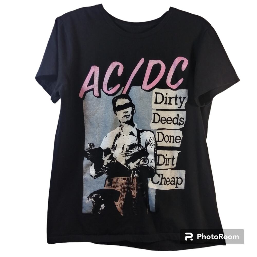Hot Topic Black AC/DC Dirty Deeds Done Dirt Cheap T-Shirt Unisex Size L
